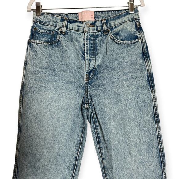 Revice High Rise Button Fly Straight Leg Jeans SIZE 28 x 30 Destroyed Blue - Picture 7 of 10